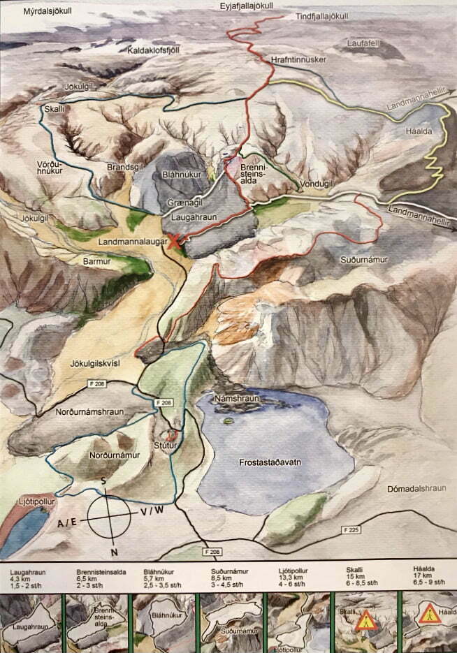 Mappa dei percorsi di trekking