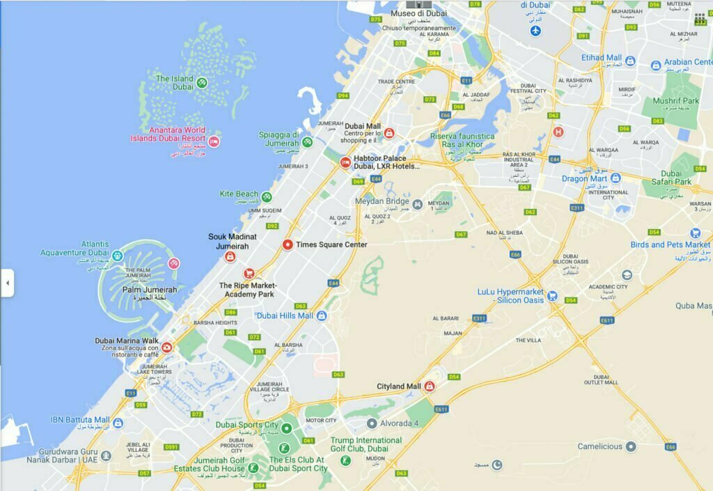 i mercatini di Natale di Dubai nella mappa