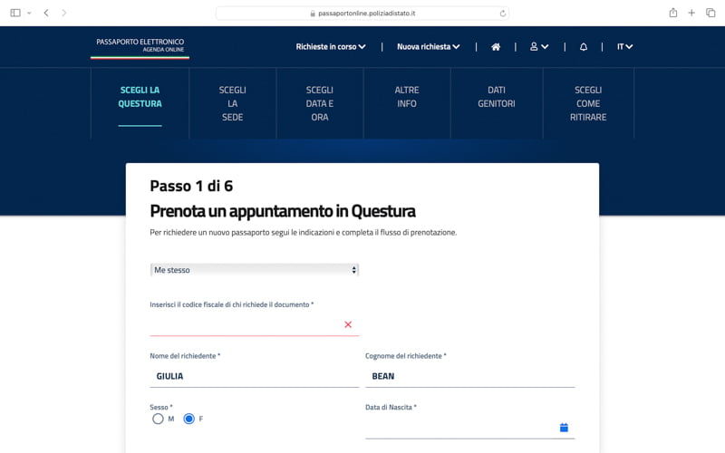 Agenda online passaporto elettronico